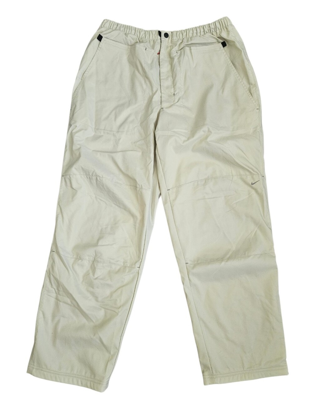 Vintage 2000s Mens Nike Fleece Lined Tech Pants Beige XL ACG Boxy Utility Winter